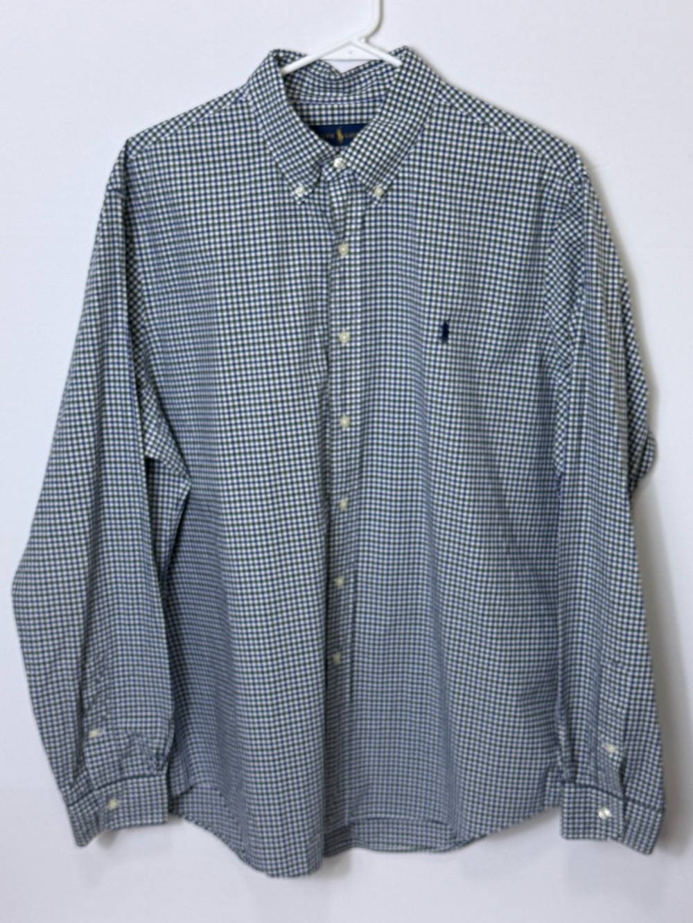 Polo by Ralph Lauren Navy, Green and White Gingham Button-Down Shirt